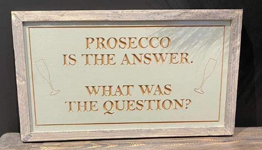 Prosecco-skilt med humor